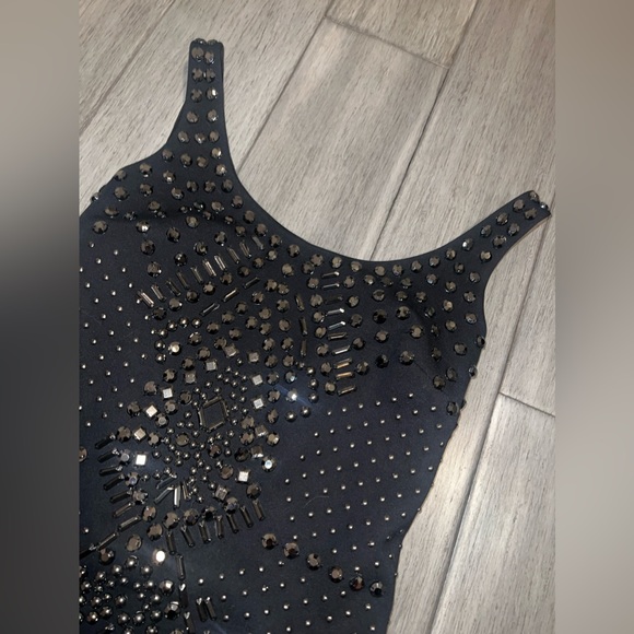 BEBE Black Stud Bling dress, luxury, Low Back, Size XS Extra Small, gorgeous! - Picture 4 of 16